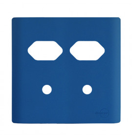 Placa p/ 2 Tomadas + Furo 4x4 - Novara Azul Fosco